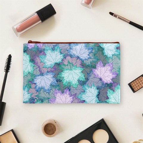 Leaves Glitter Background Winter Cosmetic Bag (Medium) from ArtsNow.com Front