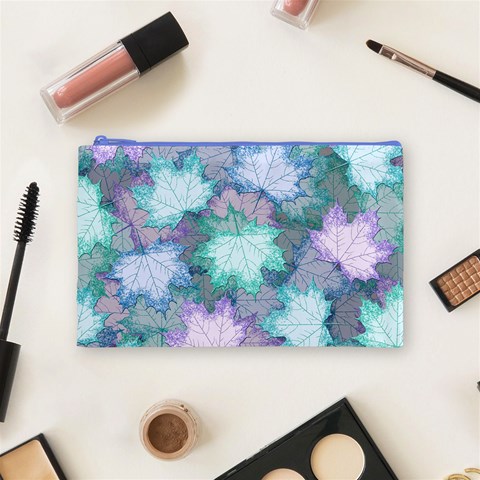 Leaves Glitter Background Winter Cosmetic Bag (Medium) from ArtsNow.com Front