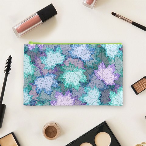 Leaves Glitter Background Winter Cosmetic Bag (Medium) from ArtsNow.com Front