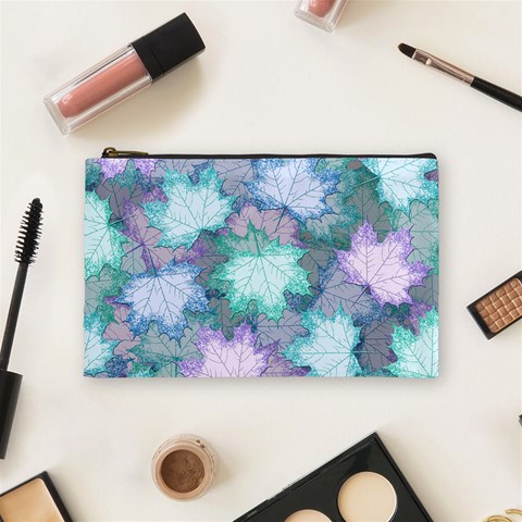 Leaves Glitter Background Winter Cosmetic Bag (Medium) from ArtsNow.com Front