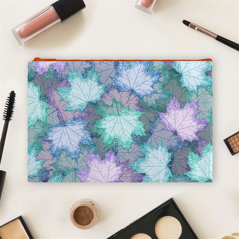 Leaves Glitter Background Winter Cosmetic Bag (Large) from ArtsNow.com Front