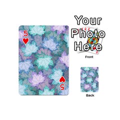 Leaves Glitter Background Winter Playing Cards 54 Designs (Mini) from ArtsNow.com Front - Heart5