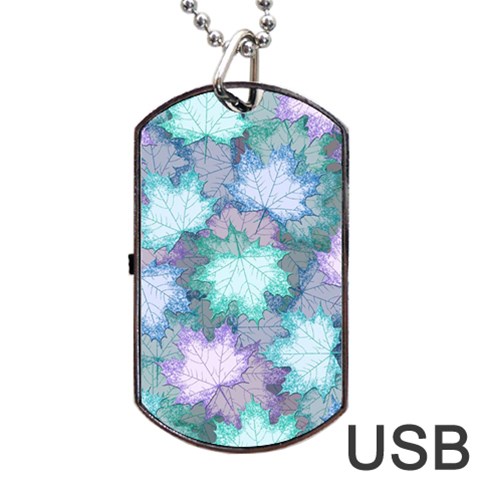 Leaves Glitter Background Winter Dog Tag USB Flash (One Side) from ArtsNow.com Front