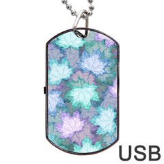 Leaves Glitter Background Winter Dog Tag USB Flash (Two Sides) from ArtsNow.com Front