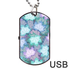 Leaves Glitter Background Winter Dog Tag USB Flash (Two Sides) from ArtsNow.com Back