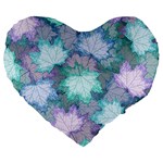 Leaves Glitter Background Winter Large 19  Premium Heart Shape Cushions