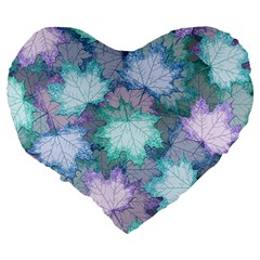 Leaves Glitter Background Winter Large 19  Premium Heart Shape Cushions from ArtsNow.com Back