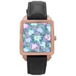 Leaves Glitter Background Winter Rose Gold Leather Watch 