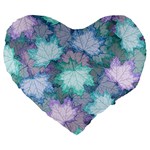 Leaves Glitter Background Winter Large 19  Premium Flano Heart Shape Cushions