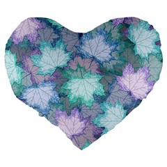Leaves Glitter Background Winter Large 19  Premium Flano Heart Shape Cushions from ArtsNow.com Back