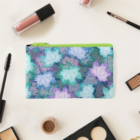 Leaves Glitter Background Winter Cosmetic Bag (XS) from ArtsNow.com Front