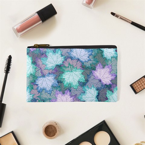 Leaves Glitter Background Winter Cosmetic Bag (XS) from ArtsNow.com Front