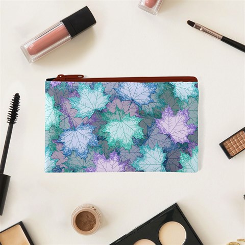 Leaves Glitter Background Winter Cosmetic Bag (XS) from ArtsNow.com Front