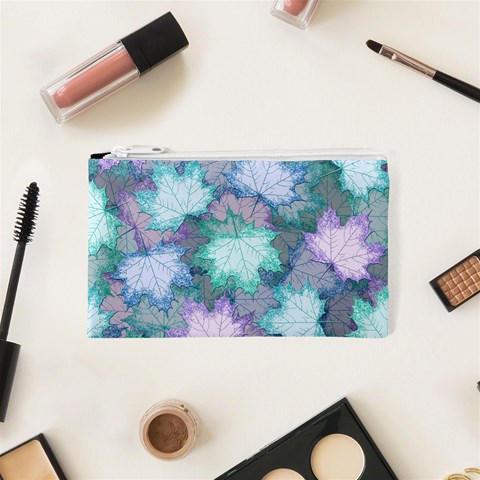 Leaves Glitter Background Winter Cosmetic Bag (XS) from ArtsNow.com Front