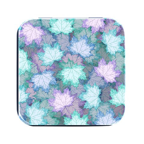 Leaves Glitter Background Winter Square Metal Box (Black) from ArtsNow.com Front
