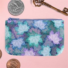 Leaves Glitter Background Winter Large Coin Purse from ArtsNow.com Front