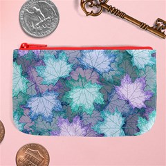 Leaves Glitter Background Winter Large Coin Purse from ArtsNow.com Front
