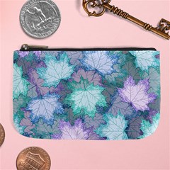 Leaves Glitter Background Winter Large Coin Purse from ArtsNow.com Front