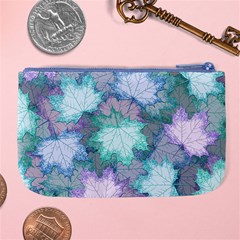 Leaves Glitter Background Winter Large Coin Purse from ArtsNow.com Back