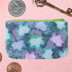 Leaves Glitter Background Winter Large Coin Purse from ArtsNow.com Back