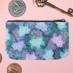 Leaves Glitter Background Winter Large Coin Purse from ArtsNow.com Back