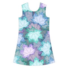 Leaves Glitter Background Winter Kids  Short Sleeve Velvet Dress from ArtsNow.com Front