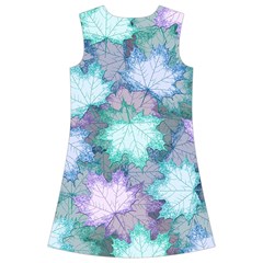 Leaves Glitter Background Winter Kids  Short Sleeve Velvet Dress from ArtsNow.com Back