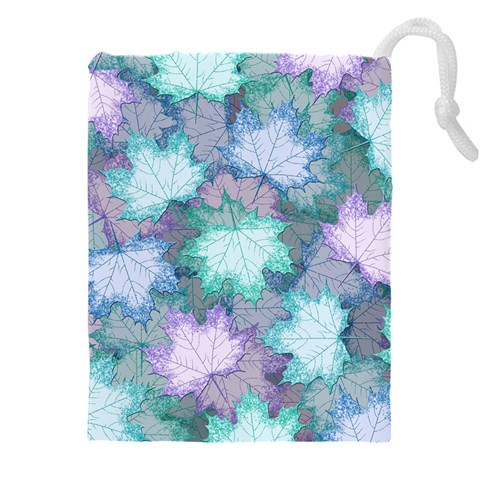 Leaves Glitter Background Winter Drawstring Pouch (5XL) from ArtsNow.com Front
