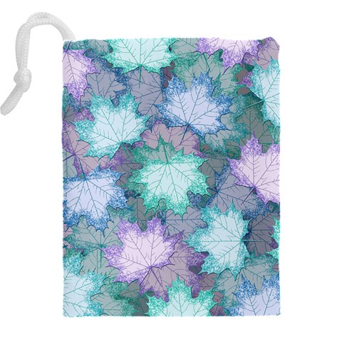 Leaves Glitter Background Winter Drawstring Pouch (5XL) from ArtsNow.com Back