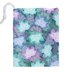 Leaves Glitter Background Winter Drawstring Pouch (5XL) from ArtsNow.com Back