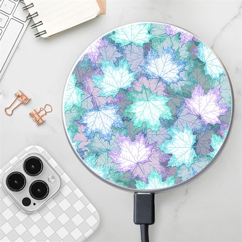 Leaves Glitter Background Winter Wireless Fast Charger(White) from ArtsNow.com Front