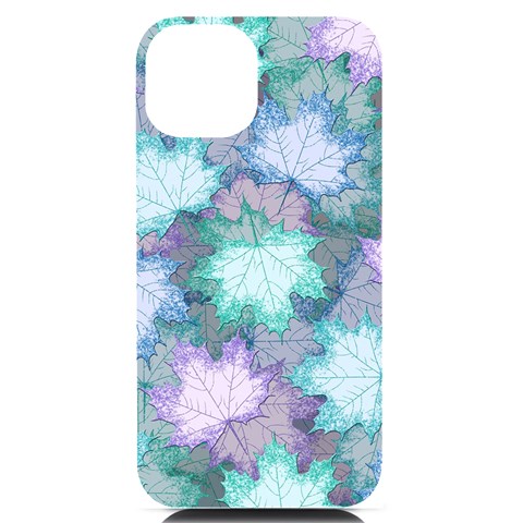 Leaves Glitter Background Winter iPhone 14 Black UV Print Case from ArtsNow.com Front