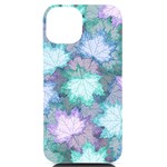 Leaves Glitter Background Winter iPhone 14 Black UV Print Case