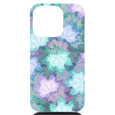 Leaves Glitter Background Winter iPhone 14 Pro Black UV Print Case from ArtsNow.com Front