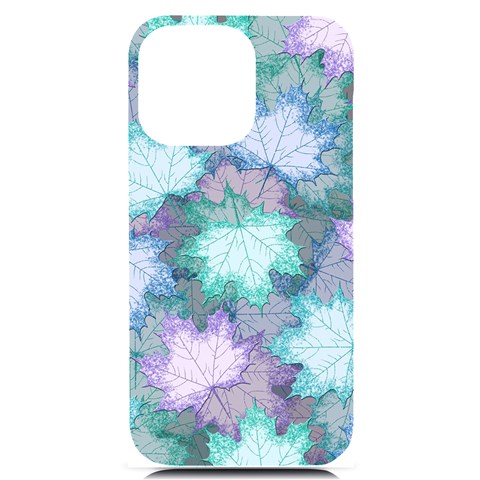 Leaves Glitter Background Winter iPhone 14 Pro Max Black UV Print Case from ArtsNow.com Front