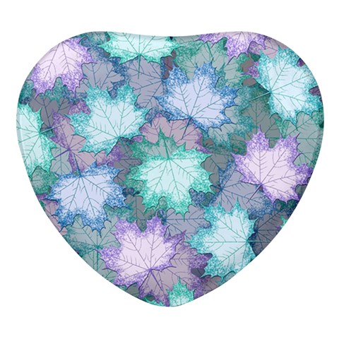 Leaves Glitter Background Winter Heart Glass Fridge Magnet (4 pack) from ArtsNow.com Front