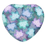 Leaves Glitter Background Winter Heart Glass Fridge Magnet (4 pack)
