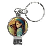 Beautiful Angel Girl In Blue Knit Sweater Nail Clippers Key Chain