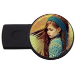 Beautiful Angel Girl In Blue Knit Sweater USB Flash Drive Round (2 GB)