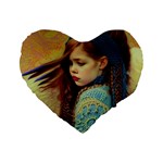 Beautiful Angel Girl In Blue Knit Sweater Standard 16  Premium Flano Heart Shape Cushions