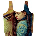 Beautiful Angel Girl In Blue Knit Sweater Full Print Recycle Bag (XXXL)