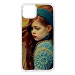 Beautiful Angel Girl In Blue Knit Sweater iPhone 14 Plus TPU UV Print Case
