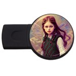 Beautiful Angel Girl In Green And Red  Knit Vest USB Flash Drive Round (2 GB)