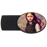 Beautiful Angel Girl In Green And Red  Knit Vest USB Flash Drive Oval (2 GB)
