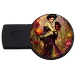 Fantasy Floral Couple Dancing USB Flash Drive Round (2 GB)