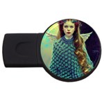 Beautiful Angel Girl In Blue Knit Poncho USB Flash Drive Round (2 GB)