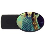 Beautiful Angel Girl In Blue Knit Poncho USB Flash Drive Oval (2 GB)