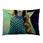 Beautiful Angel Girl In Blue Knit Poncho Pillow Case (Two Sides)