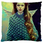 Beautiful Angel Girl In Blue Knit Poncho Large Cushion Case (Two Sides)