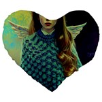 Beautiful Angel Girl In Blue Knit Poncho Large 19  Premium Heart Shape Cushions